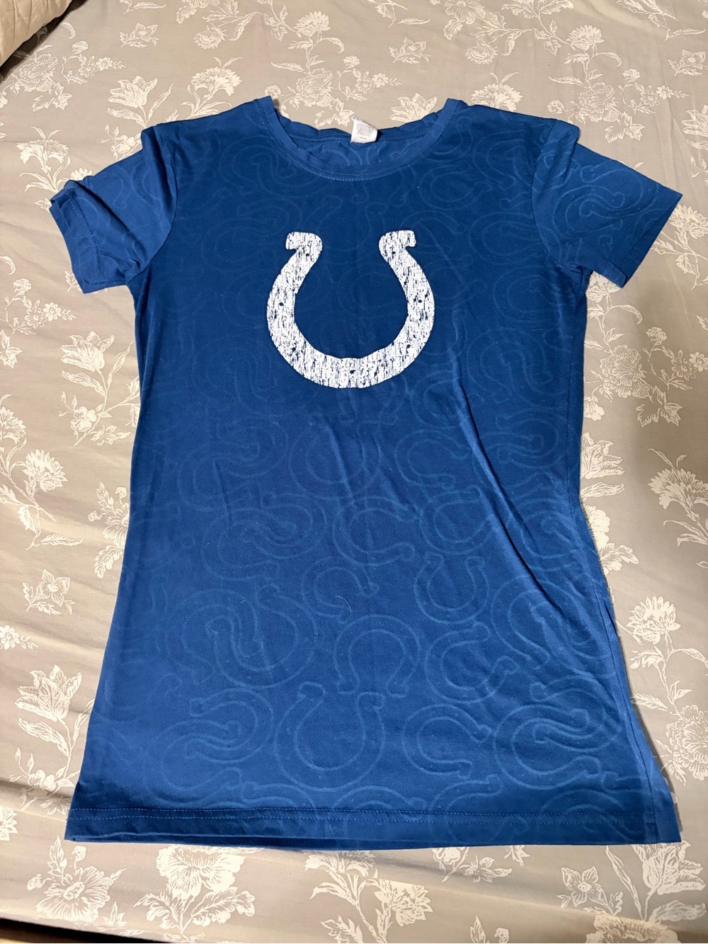 NFL Royal Blue Short Sleeve Tee with White Horseshoe Graphic